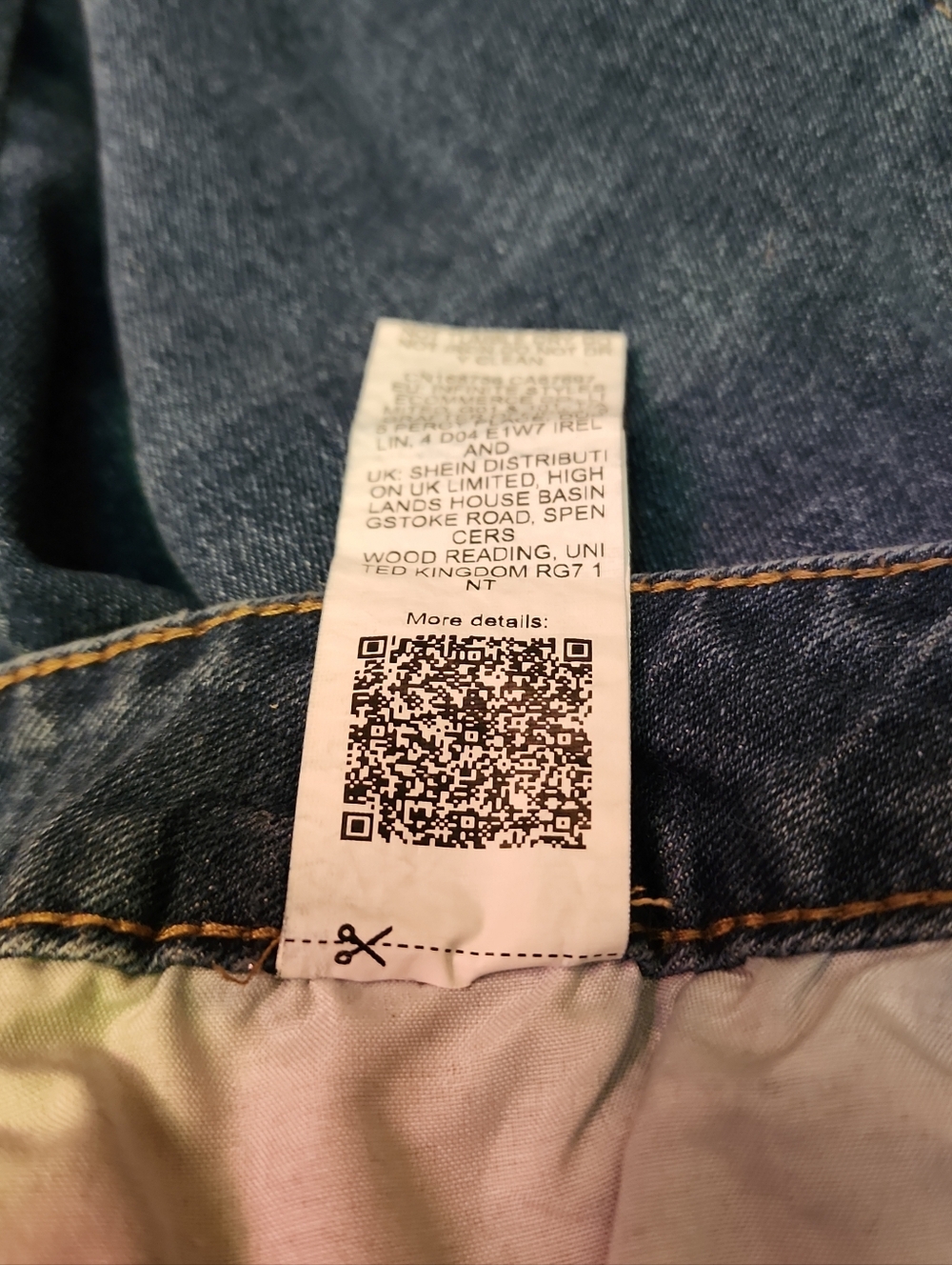 Distressed Denim Mini Skirt Blue Raw Hem Plus Size 3X Festival Punk Grunge Rave - Picture 8 of 8